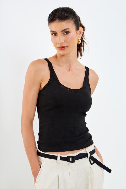 Regata Tricot Alça - Preto