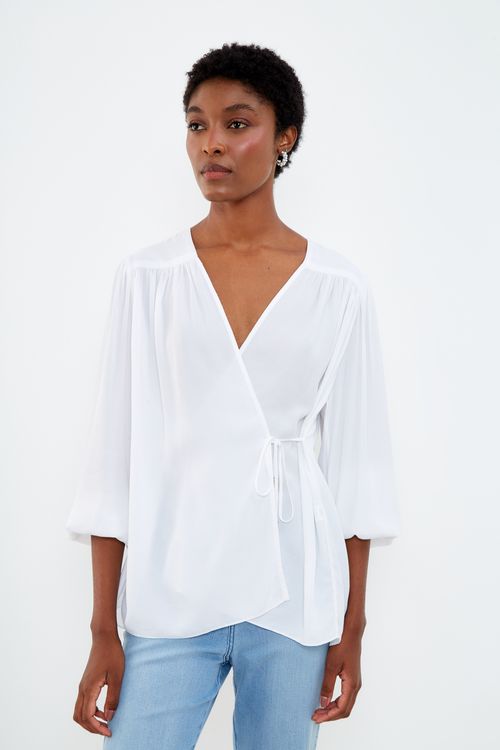 Blusa Transpasse Amarração - Branco
