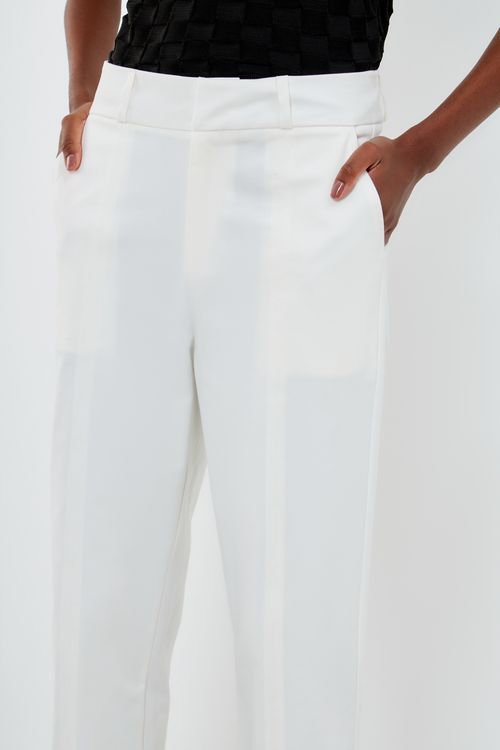 Calça Sarja Abertura Boca - Off White