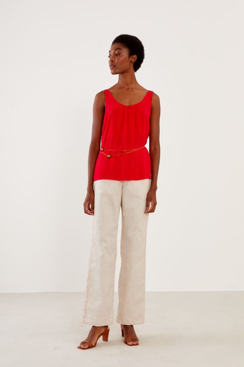 Blusa Casual Decote u - Vermelho Up