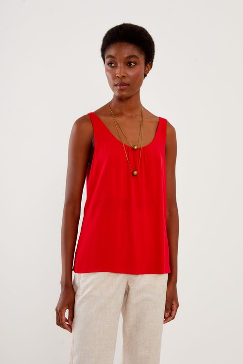 Blusa Casual Decote u - Vermelho Up