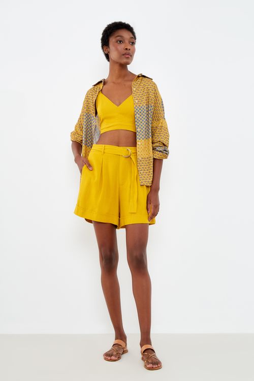 Top Linho Alças - Amarelo Tibet