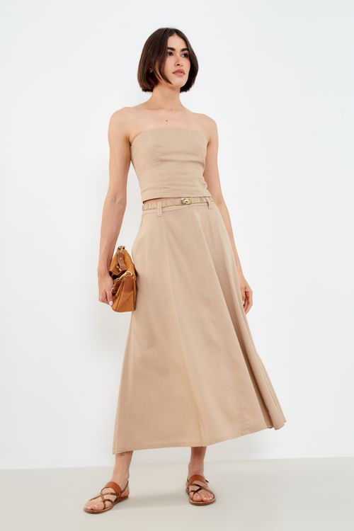 Blusa Linho Pespontada - Bege Nativa