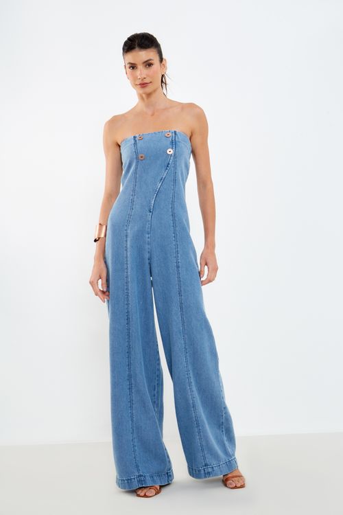 Macacão Jeans Sem Alças - Jeans