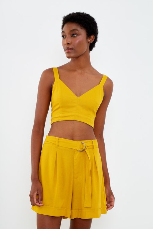 Top Linho Alças - Amarelo Tibet