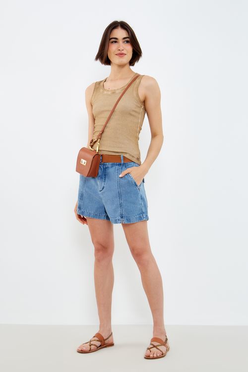 Short Jeans Bolso Faca - Jeans