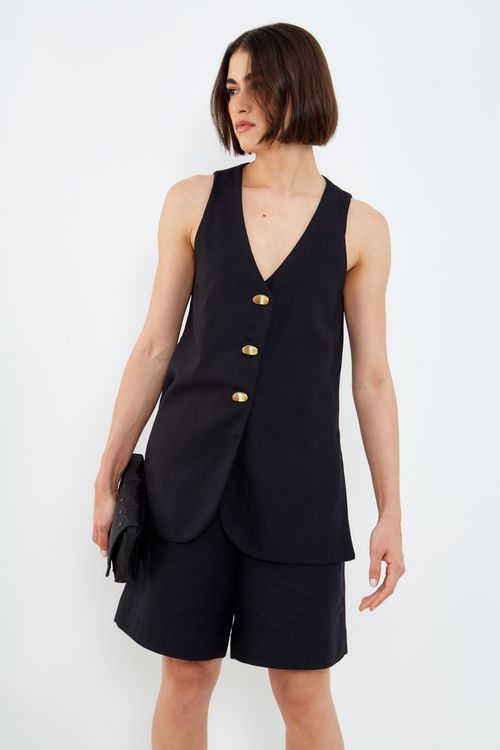 Colete Maxi Textura - Preto