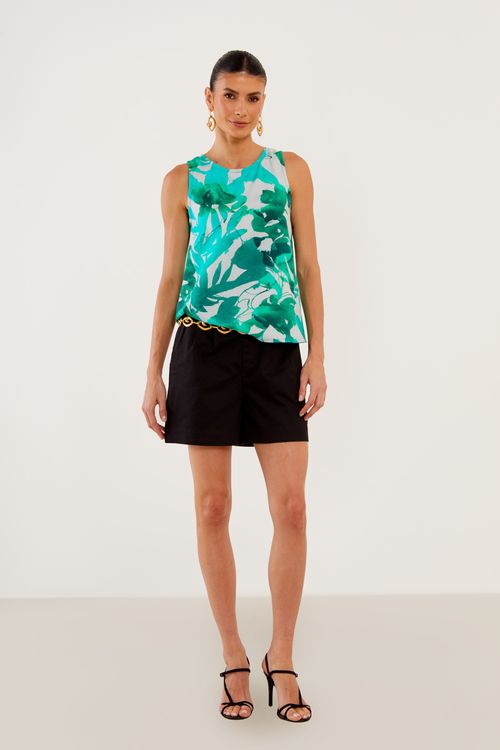 Regata Estampa Salvia Com Pespontos - Est Salvia