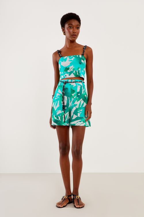 Top Estampa Salvia Com Lastex - Est Salvia