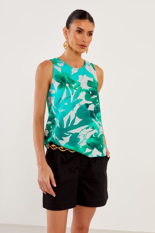 Regata Estampa Salvia Com Pespontos - Est Salvia