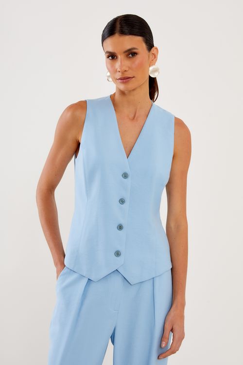 Colete Alfaiataria Botões - Azul Cold