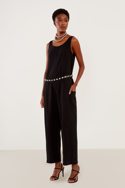 Macacão Casual Bolso - Preto