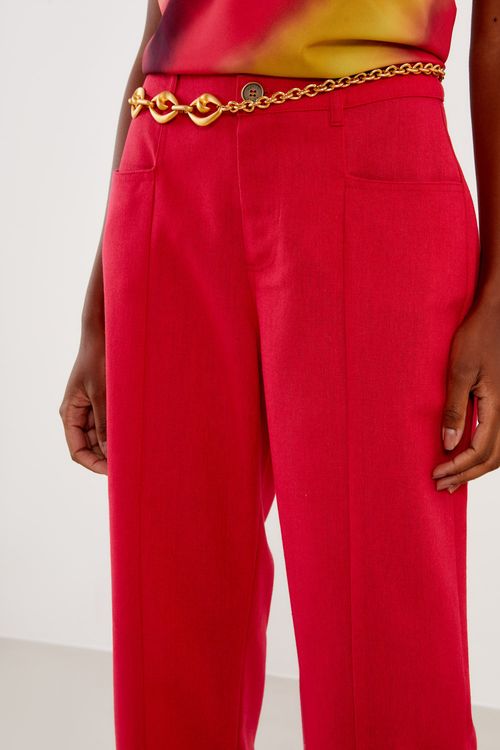 Calça Linho Casual - Vermelho Framboesa