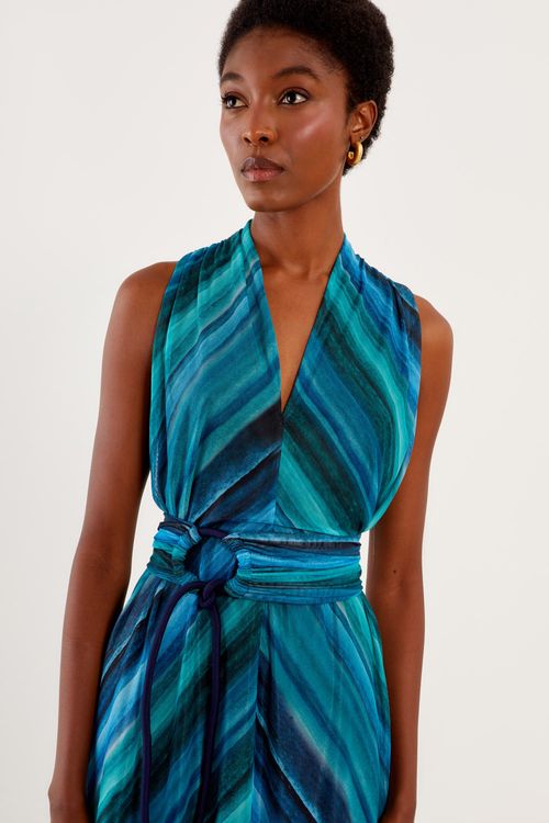 Vestido Malha Tule Estampa Maré - Est Mare