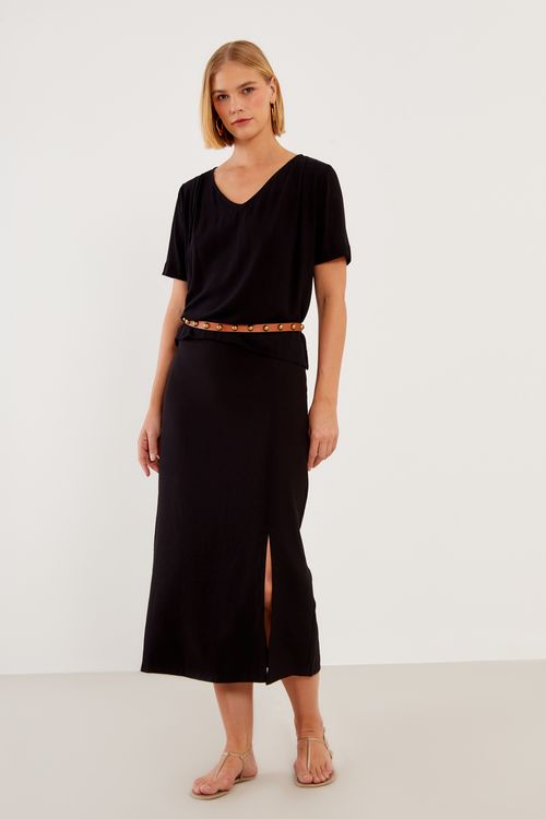 Saia Midi Elaborado - Preto