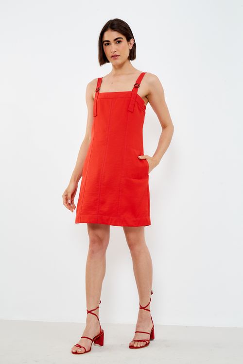 Vestido Curto Decote Reto Costa - Vermelho Delfos