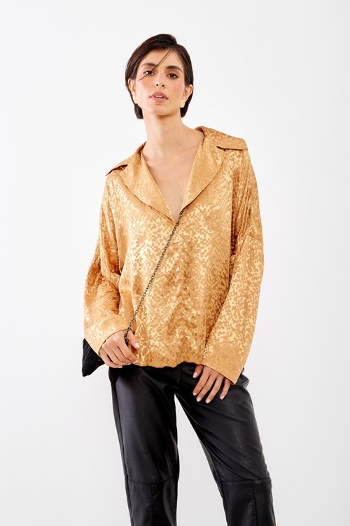 Blusa Balonê Jacquard Play - Bege