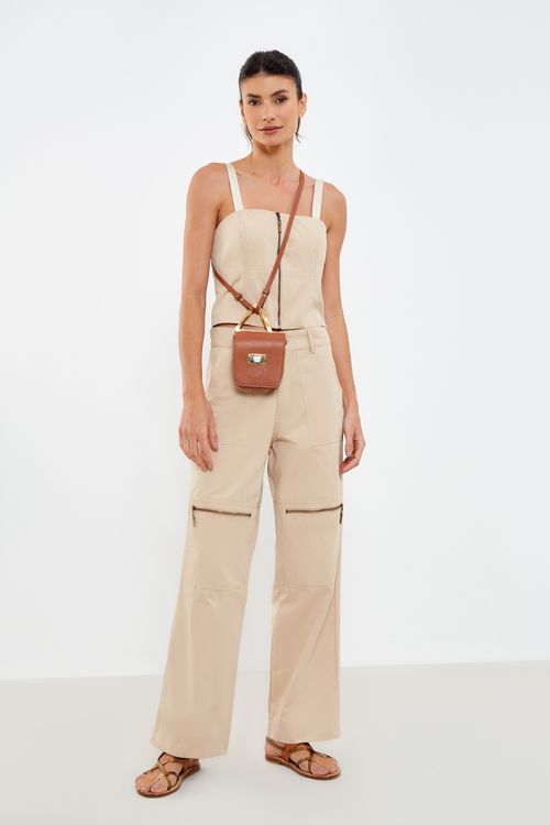 Top Casual Recortes - Bege Nativa