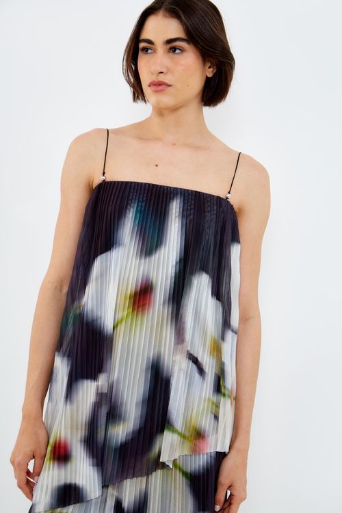 Blusa Alça Tule Estampa Hibi - Est Hibi