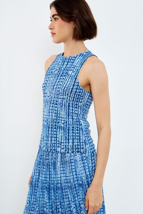 Regata Tule Estampa Blue Square - Est Blue Square