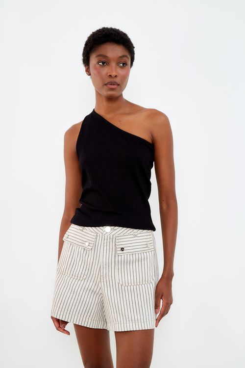 Short Sarja Estampa Listra - Est Lis