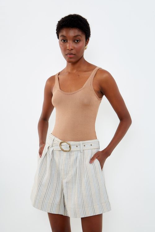 Short Listrado Com Cinto - Listrado