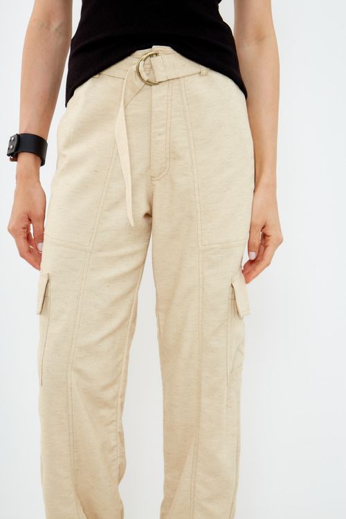 Calça Casual Com Meia Argola - Bege Nativa