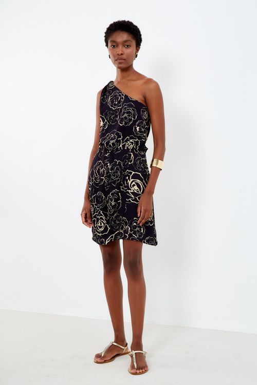 Vestido Curto Estampa Roses Black - Est Roses Black