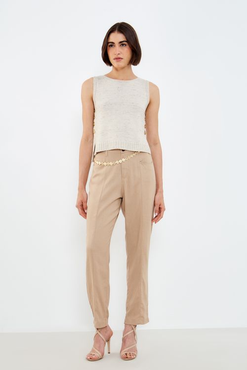 Top Botões Tricot - Off White