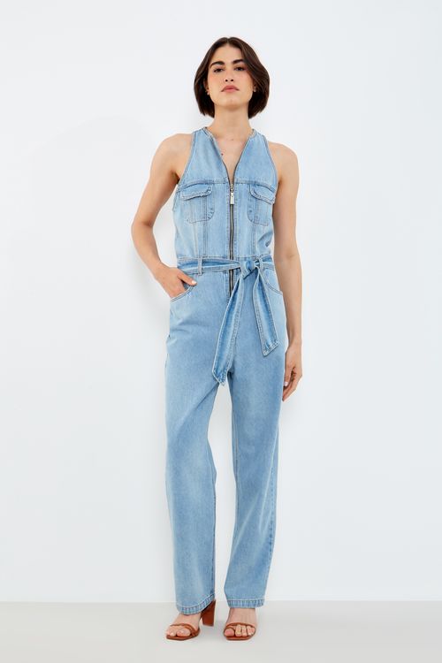 Macacão Jeans Cava Olímpica - Jeans