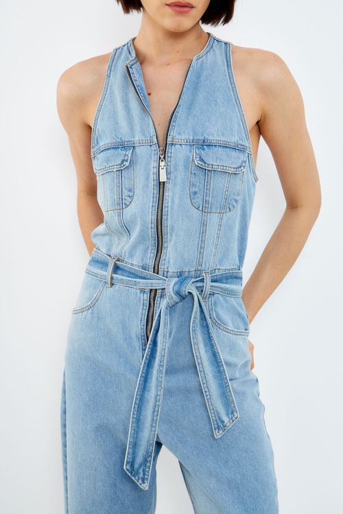 Macacão Jeans Cava Olímpica - Jeans