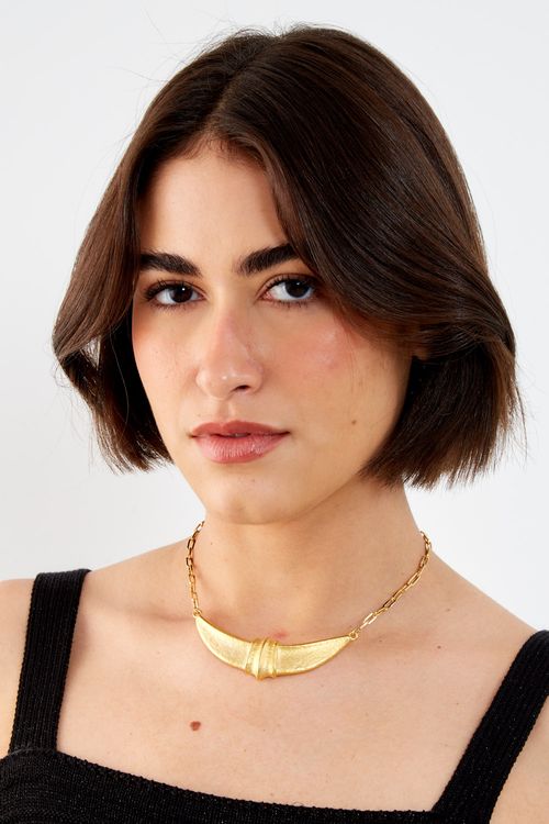 Colar Argola Duo Forma - Ouro Fosco