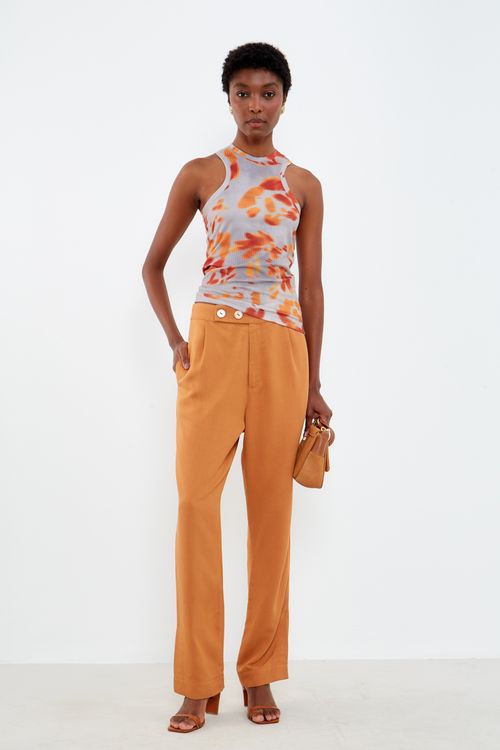 Calça Casual Reta - Cobre Flame