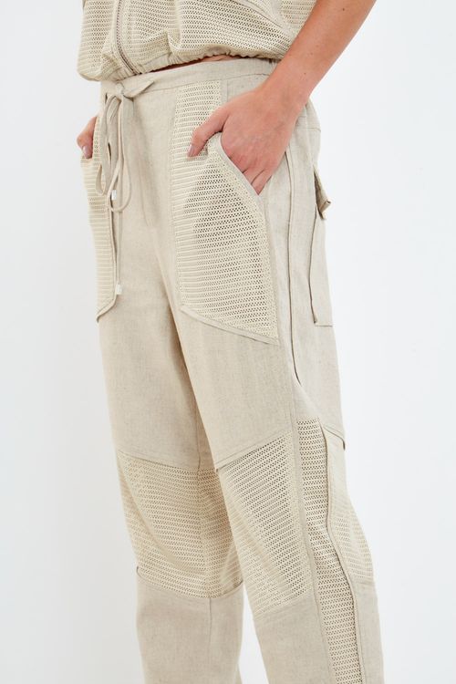 Calça Malha Linho Cordone - Cru