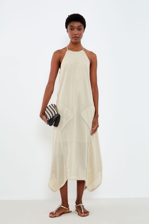 Vestido Malha Linho Cordone - Cru