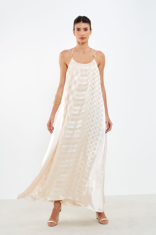 Vestido Longo Devore Play - Nude Play