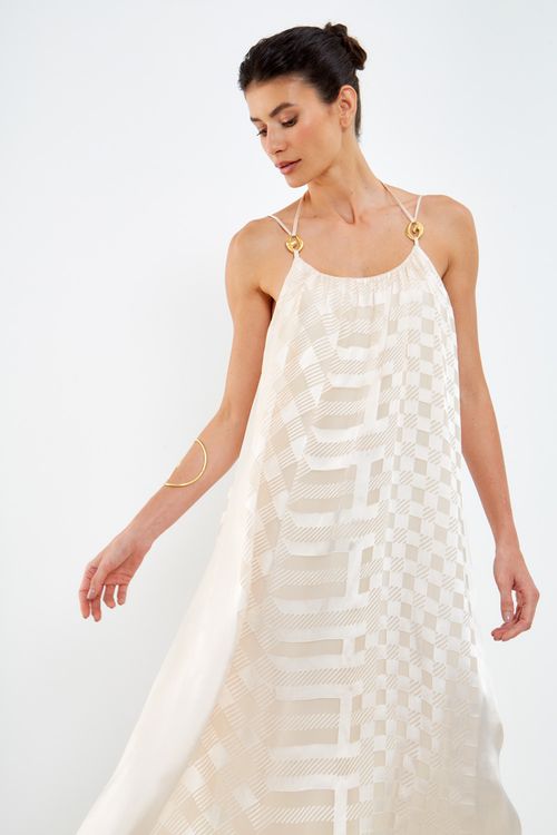 Vestido Longo Devore Play - Nude Play