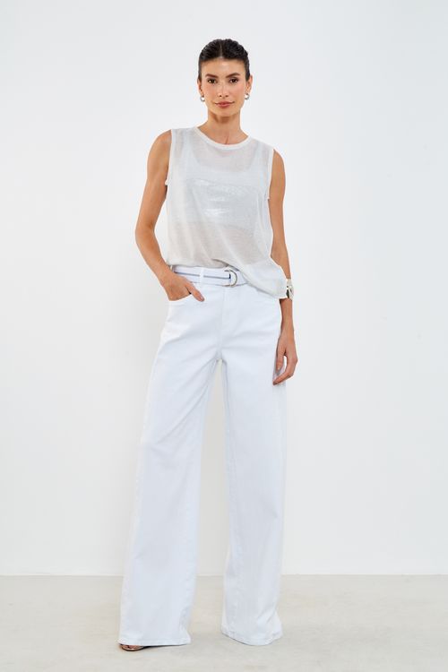 Regata Malha Vazado Glossy - Prata