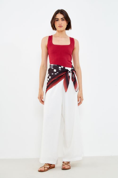 Regata Tricot Decote Quadrado - Vermelho Amare