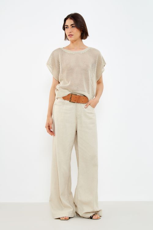 Blusa Tricot Telada Brilhos - Cru