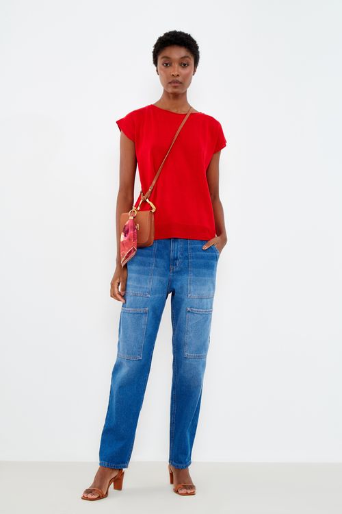 Blusa Tricot Básica - Vermelho Amare