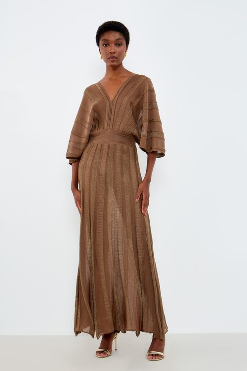 Vestido Tricot Telado - Cobre Flame