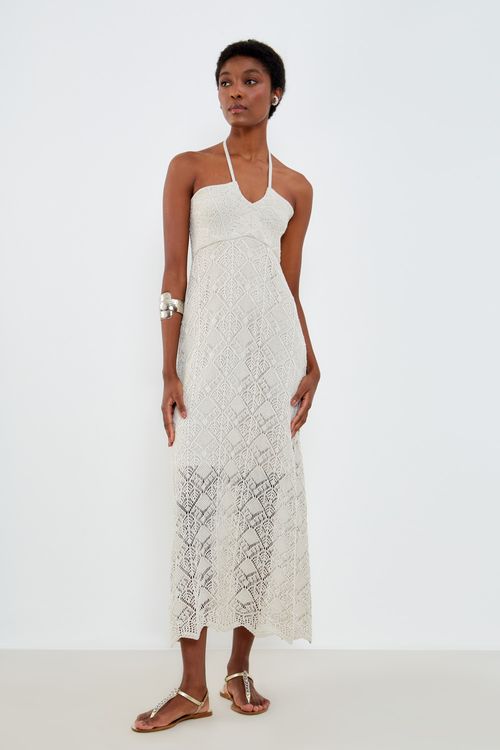 Vestido Tricot Rendado - Off White