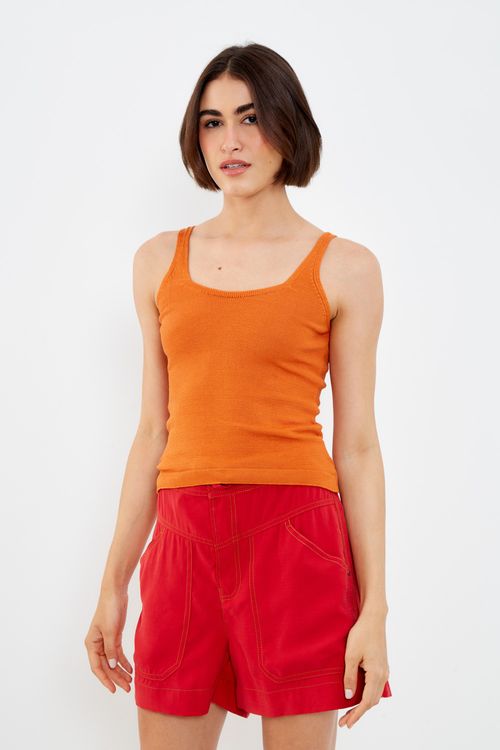 Short Tecido Cadarço Cintura - Vermelho Delfos