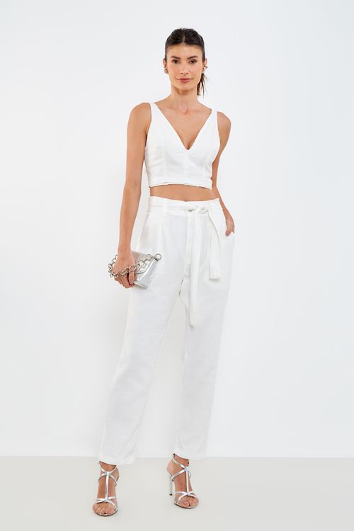 Top Sarja Decote Wet - Off White