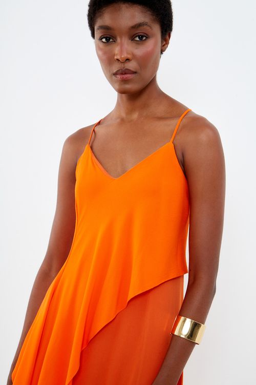 Vestido Midi Lenço - Laranja Organico