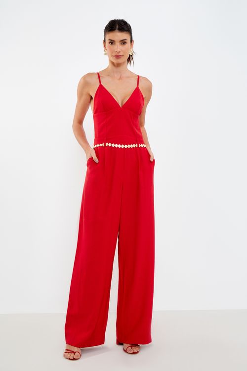 Macacão Alfaiataria Casual - Vermelho Delfos