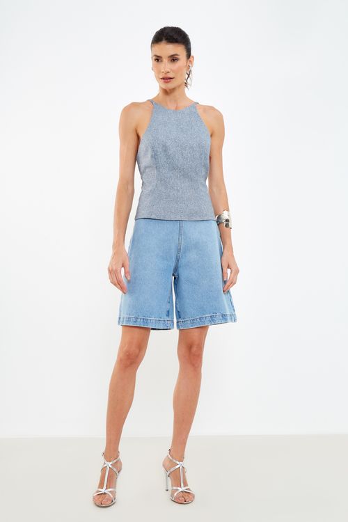 Bermuda Jeans Zíper Lateral - Jeans