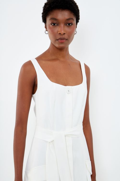 Vestido Alfaiataria Com Bolsos - Off White