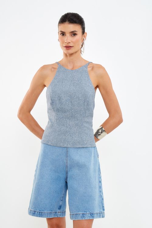 Bermuda Jeans Zíper Lateral - Jeans